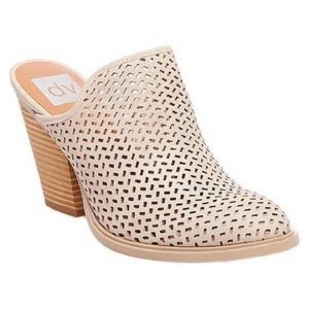 DV Kenli Perforated Block Heel Mules 9.5